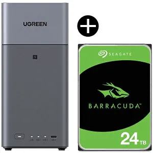 【国内正規店】【HDDセット】 UGREEN DH2300 NASync NAS 2ベイ + Seagate ST24000DM0011 ハードディスクセット 24TB ネットワークHDD スマホ連携 写真バックアップ 初心者向け NFCワンタッチ接続