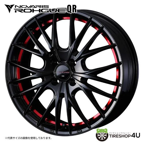 4本購入で送料無料 NOVARIS ROHGUE QR 16x5.0J 4/100 +45 PBR ピアノブラック/レッドライン 新品ホイール1本価格 【代引き不可】