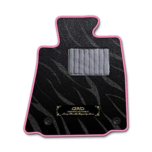 DAD ギャルソン D.A.D エグゼクティブ フロアマット SUZUKI (スズキ) CERVO セルボ 型式: CN22S/32S/CP22S/32S 1台分 GARSON プレステージデザインブラック/オーバーロック(ふちどり)カラー : ピンク/刺