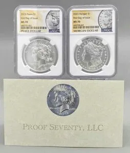 2023年 P ピース＆モーガン シルバーダラーセット NGC MS70 FDOI OGP付き