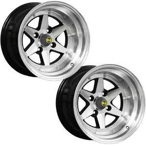 【ポイント10倍】復刻版 ロンシャン XR-4 LONGCHAMP XR-4 2本セット 15インチ 9.0J -27 1590 114-4H ブラックポリッシュ 旧車 軽自動車 ツライチ 深リム 軽トラ XR-41590KSET2