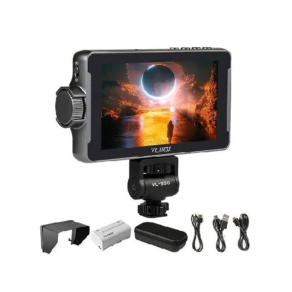 VILTROX DC550 Pro 5.5 Inch High Bright 1200nit Touch Screen Director Camera Field Monitor with Sunshade Hood,Battery,Storage Bag_並行輸入