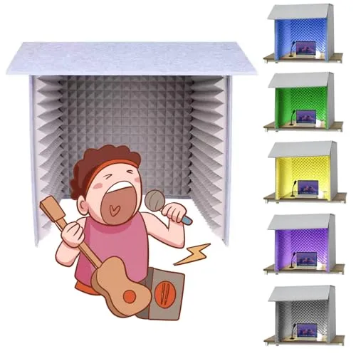 防音室 簡易防音室1人用 防音ブース 防音ボックス テレワークリモートワーク 防音 卓上吸音ボックス 組み立て式 吸音研究所 防音パネル 自宅 天板付き 録音吸音材 リバーブとノイズフロアを排除-80x80x80cm