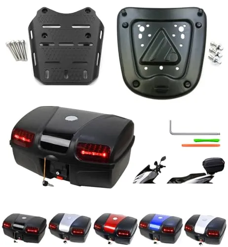 PCX専用 ボックス&キャリアセット 容量47L 取付簡単 PCX リアボックス トップケース リアキャリア 専用 ベースプレート バイク ケース ホンダ 適応車種：(PCX-2014~2025) (EMT-ブラック)