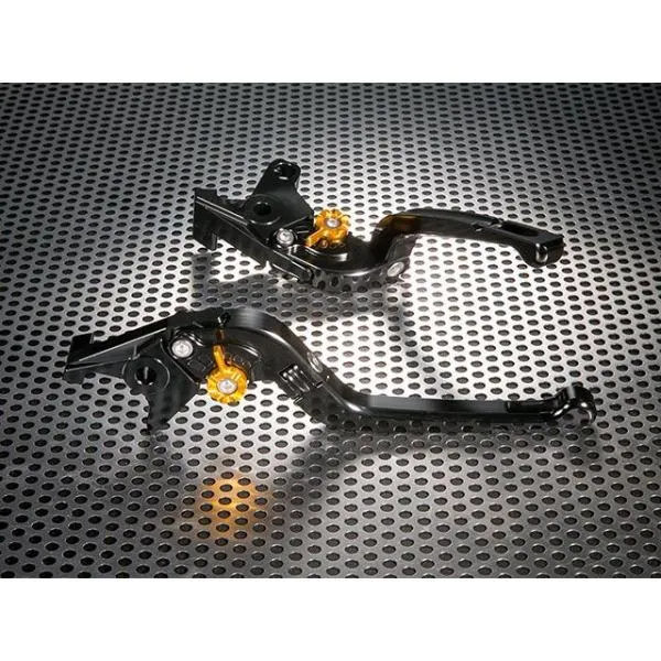 ユーカナヤ ボンネビルT100 Rタイプ 可倒式 アルミ削り出しビレットレバー（レバーカラー：ブラック） カラー 調整アジャスター：グリーン U-K…