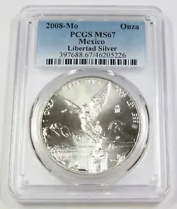 2008 Mo PCGS MS67 |メキシコ - 1 オンス シルバー リベルタ - Un Onza コイン #42517A