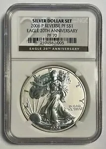 2006-P リバースプルーフ アメリカン シルバー イーグル 20 周年記念 NGC PF 70
