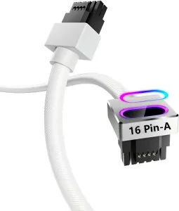 AsiaHorse Hydrus 16ピン GPU用スリーブケーブル GPU用PC電源 延長ケーブル (18 AWG高性能銅コア) 30CM 1本の8ピン 延長 600Wの16 AWG PC電源ユニットに対応しHydrus-16PIN-WHITE-A-JP