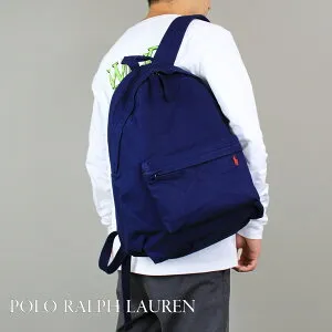 POLO RALPH LAUREN ポロラルフローレン (405948873 ) Polo Pony バックパック リュック デイパック Polo Ralph Lauren ポニー刺繍 ポロポニーモチーフ キャンバス コットン バッグ 鞄 A4サイズ収納可能 ネイビ