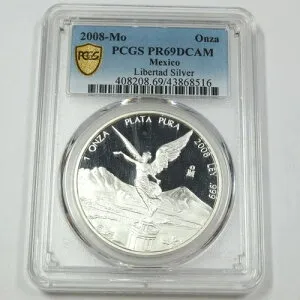 2008 Mo PCGS PR 69 DCAM メキシコ 1オンス シルバー Libertad Onza #45414A-