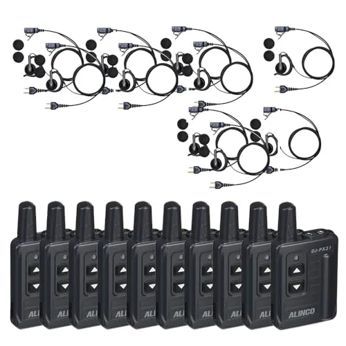 アルインコ ALINCO 薄型 ・ 軽量 ・ 中継機 対応 特定小電力 トランシーバー DJ-PX31B + 対応 BLUE CENTURY イヤホンマイク セット(オープンイヤー型イヤホンマイク【I025】,10台セット)