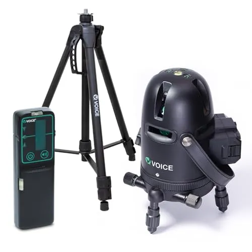 VOICE レーザー墨出し器 フルライン グリーンレーザー Model-G8 三脚・受光器セット レーザー フルライン照射モデル アプリからの遠隔操作 タッチスイッチ
