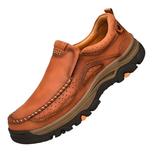 [lalarimi] アウトドアブーツ メンズ冬靴 頭層牛皮 ビッグサイズ対応 イギリス風デザイン 登山/日常用 ビジネスカジュアルシューズ 中年男性向け ライトブラウン measurement_27_point_0_centimeters