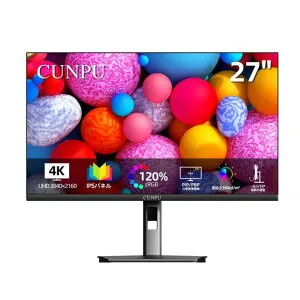 CUNPU27インチ4KモニターUHD(3840x2160)70HzIPS非光沢パネルSRGB120%/350cd/M2輝度ΔE小さいか等しい216.7Mカラー表示液晶/PCモニター写真/ビデオ編集用フリッカーセーフ