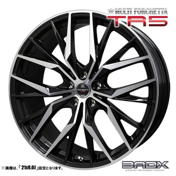 4本セット BADX LOXARNY ロクサーニ MULTIFORCHETTA マルチフォルケッタ TR5 20インチ リム幅8.5J インセット+40 5穴 PCD120 ブラックポリッシュ