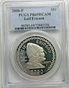 2000-P PR 69 DCAM レイフ エリクソン PCGS 記念ドル $1