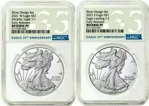 アメリカン イーグル 2021 シルバー リバース プルーフ デザイナー エディション 2 コイン NGC PF69