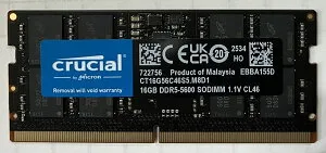 Crucial クルーシャル PC5-44800 DDR5-5600 16GB ノートPC用 メモリ 288pin SO-DIMM CT16G56C46S5T 新品バルク品