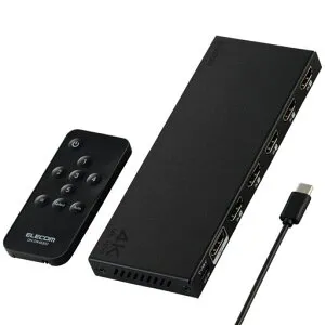 エレコムHDMI切替器4K60Hz5入力1出力リモコン付き【自動・手動切替が選べる】PS5・4/NintendoSwitch/FireTVStick他DH-SW4KB51BK/E
