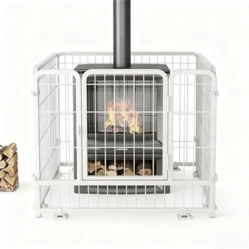 GRSMIS 暖炉マントル、暖炉サラウンド、耐熱性、ベビーセーフティゲート、ペットセーフティゲート、火傷防止、火花防止、接続可能、自立型、リビングルーム、屋内スペース、オフィスに適しています。 (ホワイト,厚みのある4枚 [80x80x80cm])