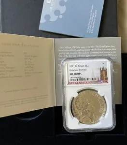 2021 2PD グレートブリテン 1オンス シルバー .999 ブリタニア ポートレート NGC MS68 DPL ボックス&COA
