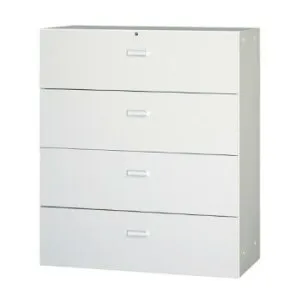 壁面収納家具/D:450・ホワイトタイプ ラテラルキャビネット4段 H1050 仕切板8枚付 ALPSホワイト色 COM-UAB-W11 家具/収納 オフィス収納