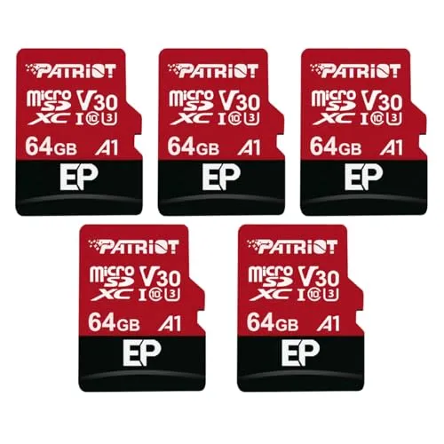 Patriot 64GB A1 / V30 Micro SD Card for Android Phones and Tablets, 4K Video Recording - 5 Pack, Lot of 5