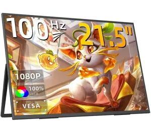 KEEPTIMEモバイルモニター21.5インチ1080P100HZ持ち運びモニターVESA対応ポータブルモニター大画面広色域大型サブモニター自立型スタンドIPS液晶パネルUSBType-C/HDMI端末/