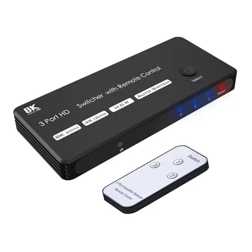 HDTV 2.1 スイッチャー 8K 3 ポート 8K / 60Hz 4K / 120Hz 3 ポート セレクター ボックス (リモート ゲーム ボックス付き)