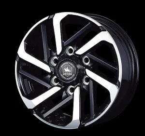 15インチ200系ハイエース2/4WD専用 アルミホイールKOSEI BAREROCK NOVAベアロックノーヴァ[ブラックポリッシュ]15インチx6J/INSET65 139.7 6穴1本トヨタ純正アルミホイール用ストレートナットのみ対応品