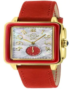 ジェビル レディース アクセサリー 腕時計 レザー Gevril Women's Bari Enamel Swiss Quartz Italian Red Leather Strap Watch 34mm Gold-Tone ゴールド