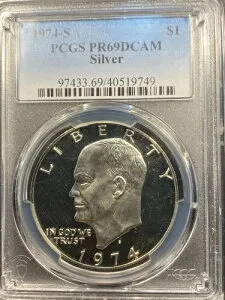 1974-S アイゼンハワー PCGS PR69DCAM 40% シルバー ドル プルーフ ジェム!