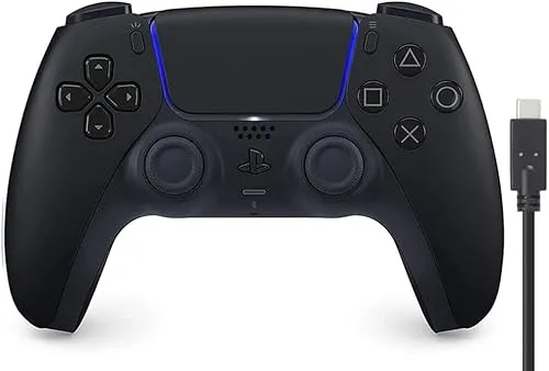 【純正品】DualSense ワイヤレスコントローラー ミッドナイト ブラック(CFI-ZCT2J01) 【Amazon.co.jp限定】 PS5用コントローラー充電ケーブル3m