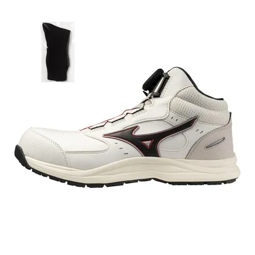 [ミズノ正規取扱店] 安全靴 オールマイティ LSIII 74M BOA＋現場靴下１足セット ハイカット F1GA2603 JSAA A種 軽量 MIZUNO ENERZY メンズ ホワイト×ブラック 27.0cm
