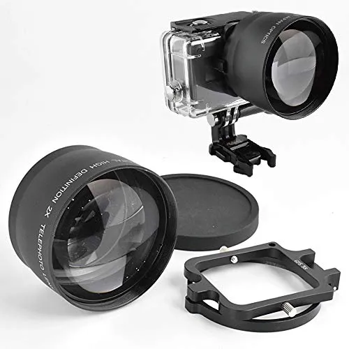 GLIDER GoPro ゴープロ用 アクセサリー 望遠レンズ 58mm 2倍ズームレンズ 当社HERO7Black/6用防水ハウジング全対応 シャックル付き GLD9801MJ28-58