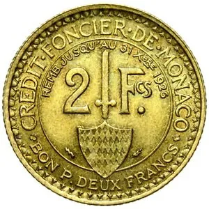 モナコ - ルイ 2 世。 - コイン - 2 フラン フラン 1924 - 保全!