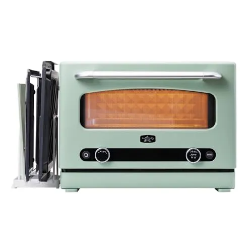 【セット品】Aladdin(アラジン) グラファイトオーブンレンジ 22L フラットテーブル トースト機能付き グリル機能付き 簡単お手入れ 赤外線センサー レシピブック付き グリーン AEM-G14A(G) + トレイスタンド レシピブックスタンド シリ