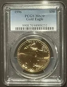 1996年 $50 ゴールドイーグル ワンオンス 1オンスPCGS MS70 によるグレーディング : GEM BU : 09199