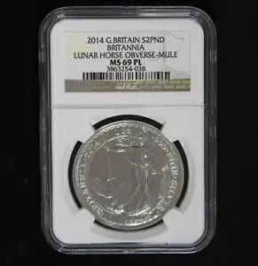 2014 ブリテン シルバー ブリタニア NGC グレード MS69 PL ルナ ホース ラバ 1 オンス プルーフ リク