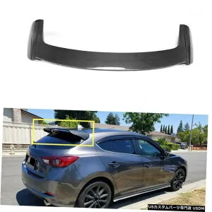 エアロパーツ マツダ3アクセラハッチバック4ドア用カーボンファイバーリアルーフスポイラーフィット14-17 Carbon Fiber Rear Roof Spoiler Fit for Mazda 3 Axela Hatchback 4-Door 14-17 【並行輸入品】