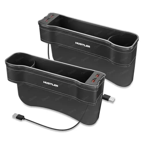 スズキ ハスラー 車シート隙間 収納 シートサイドポケット 5色 雰囲気ライト デュアルUSBポート スーパー急速充電器 ハスラー MR52S MR92S 車用 収納ボックス 隙間ポケット 携帯電話 現金 カード の収納 小物入れ アクセサリー(運転席用と