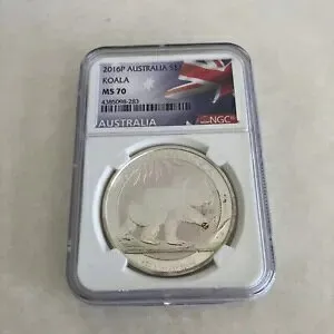 2016P オーストラリア コアラ シルバー 1 オンス1ドルコインNGC MS70。調子を整えることはコインの上にあります。