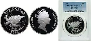 バミューダ 1986 1 ドル シルバー 925 PCGS PR70 トップ ポップ