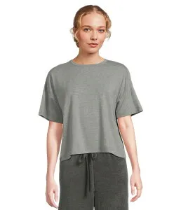 ベアフットドリームス レディース トップス シャツ ジャージー Barefoot Dreams Ultra Soft Jersey Short Sleeve Boxy Tee Heathered Gray グレー