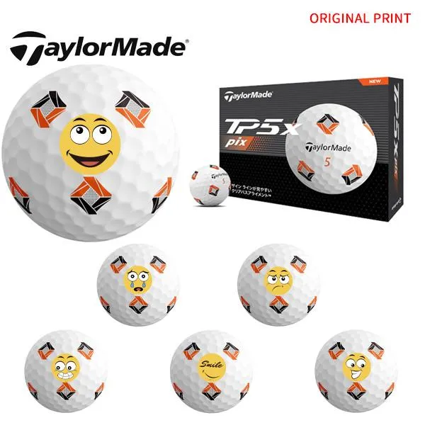 【オリジナルマークプリントボール(納期2-3営業日)】テーラーメイド TP5x-pix 1ダース(12球) スマイルA[オウンネーム(マーク)]