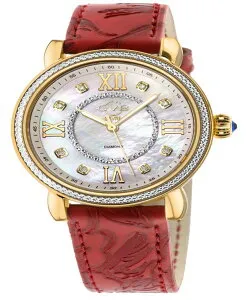 ジェビル レディース アクセサリー 腕時計 レザー Gevril Women's Marsala Swiss Quartz Italian Red Leather Strap Watch 37mm Gold-Tone ゴールド