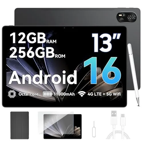 Blackview MEGA8 タブレット 13インチ大画面 36GB RAM+256GB ROM+2TB拡張 SIMフリー Gemini AI 90Hzフレッシュレット 11000mAhバッテリー Doke OS 4.0搭載 GMS Widevine L