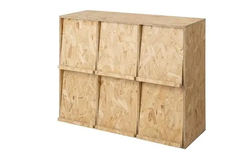 間仕切りできる両面ディスプレイができるレコードラック 幅111cm 6ドア レコード収納 ディスプレイラック レコード棚 フラップ扉 ナチュラル ガレージ ガレージハウス ガレージDIY OSB材 ワックスコート