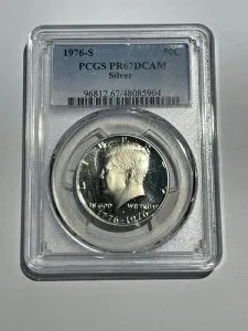 1976-S シルバーハーフドル PCGS PR67DCAM 送料無料!!美しいケネディ50
