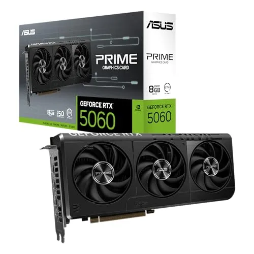 ASUS SFF-Ready Prime GeForce RTX? 5060 8GB GDDR7 グラフィックスカード (PCIeR 5.0、8GB GDDR7、HDMIR/DP 2.1、2.5スロット、Axial-techファン、デュアルBIOS)。